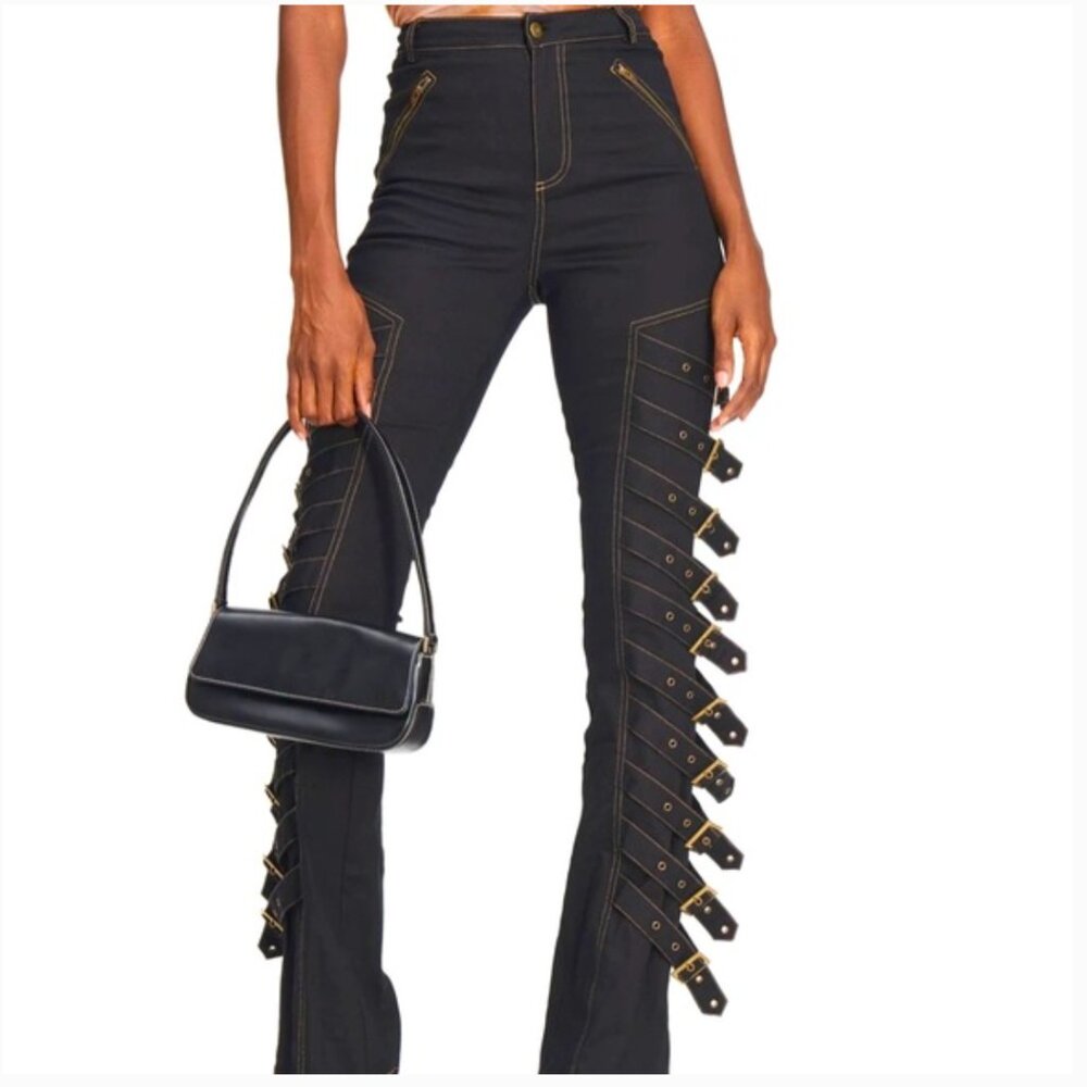 I. Am. Gia NEW Sceptrum Pants 2.0 Black Small Multi Buckle Straight Grunge Goth